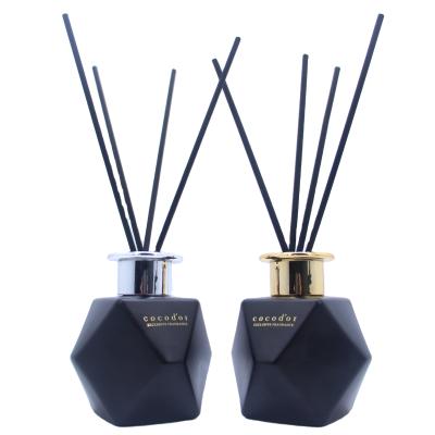 China Gift & Decorative Craft Home Aroma Bottle 150ml Matte Black Colored Reed Diffuser Bottle YZ-9393 for sale