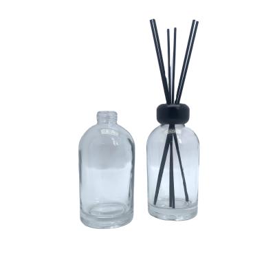 China Gift & Craft YZ-7315# 300ml Reed Fiber Stick Glass Diffuser Bottle With Wooden Lid For Indoor Uses for sale