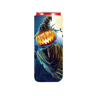 China Cute Waterproof Halloween Midnight Pumpkin Decoration Neoprene Bottle Beer Can Cooler for sale