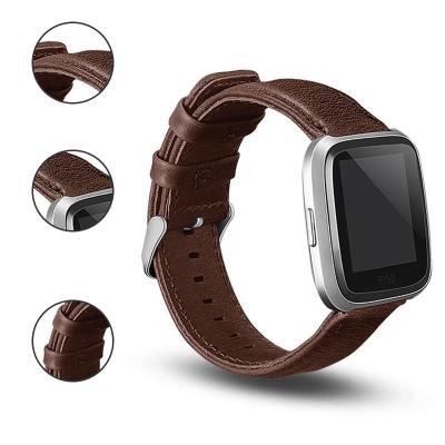 China Water Resistant Classic Grain Fitbit Versa Genuine Leather Strap 2 Watch Bands Lite Watch Accessories Belt Strap High Quality For Fitbit Versa for sale