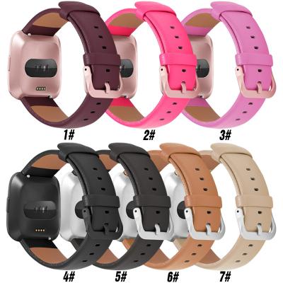 China Water Resistant Watch Band Manufacturer Genuine Leather Watch Band Strap For Fitbit Versa 2 Lite for sale