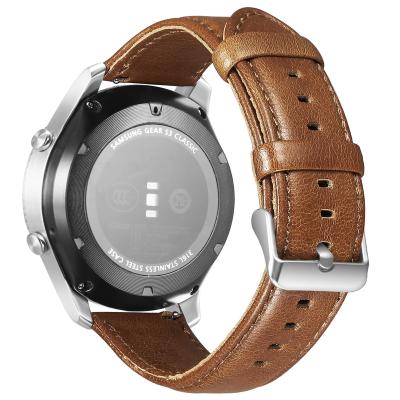 China Water Resistant Samsung Smart Watch Wrist Bands Strap Replacement Genuine Horse Genuine Leather Slim Leather Strap For Samsung Galaxy for sale