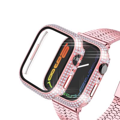 China Fashion Crystal Diamond Bling Cases Compatible with 41mm/45mm Protective Bumper with Tempered Glass Protector for iWatch Series7 for sale