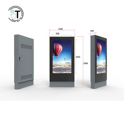 China 49 Inch Dustproof Floor Standing Self Advertising Service Outdoor Kiosk Display Video Screen for sale