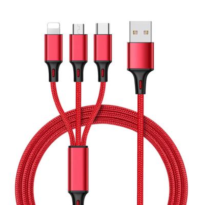 China High Quality Multi Mobile Phone Fast Charger 3 in 1 USB Cable Charging Cord For Mobile Phone for sale