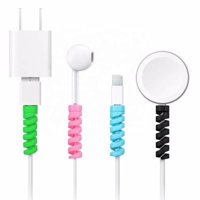 China New Colorful Mobile Phone Silicone Data Line Charger Spiral USB Cable Protector for iPhone Cable Charging Pad for sale