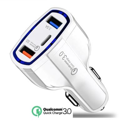 China USB Car Charger 35 Quick Charge Support QC 3.0 3.1 A W3 Ports Dual Mobile Phone Adapter For USB Car Charger Type C Fast Car Charger for sale