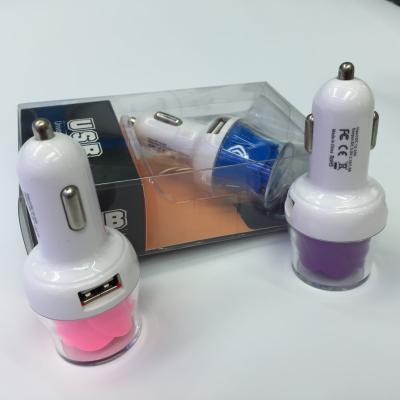 China Powerful Rose Style 3.1AMP 2 Port USB Car Charger with Colorful Led lighting for sale