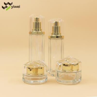 China OEM Cosmetic Luxury Silver Pink Gold Lotion Serum Glass Bottles Jars Cosmetic Packaging for sale