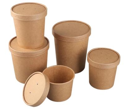 China Factory New Style Disposable Hot Soup Paper Cups With Paper Lids for sale