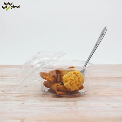 China Single Wall Disposable Transparent Grocery Containers Plastic Round PET Container With Lid for sale