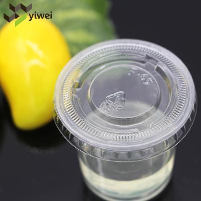 China 2oz 52mm Whiskey Single Wall Plastic Juice Tasting Cups, Disposable Pet Sample Cups Without Lids for sale