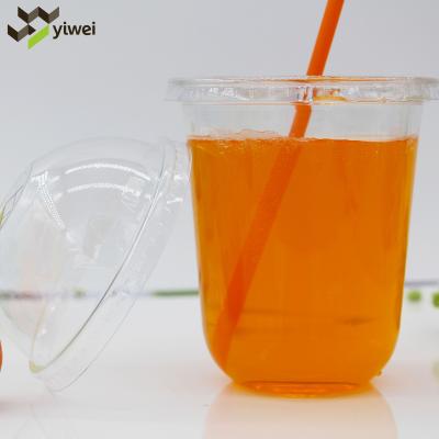 China Single Wall Custom Disposable Clear PET Cups With Lids, 16oz Plastic Custom Cup Printing U Shape for sale