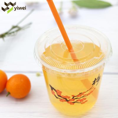 China Wholesale Single Wall Take Out 16OZ 90mm U Cup, Clear Plastic PET Cup With Logo Pattern Printed Multicolor With Lid And Straw for sale