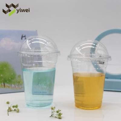 China Single Wall Eco Friendly 16oz Milk Tea Cold Drink Clear Take Out Blister PET Disposable Plastic Cup 500ml With Lids for sale