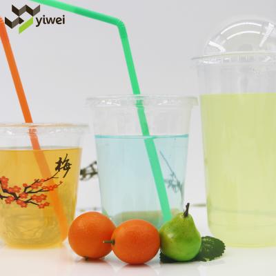 China U Shape Pearl Milk Tea Clear 500ml Bulk Single Wall Disposable Plastic Cups Prices With Lids for sale