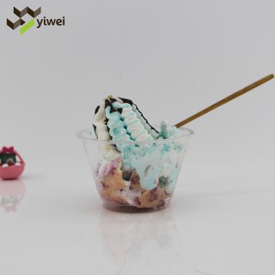 China Custom 7oz Disposable Single Wall Pet Printing Ice Cream Cups With Lids, Clear Ice Cream Plastic Cup for sale