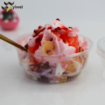 China Single Wall Factory Customized Cheap Custom Logo Ice Cream Cup Lid, Transparent Ice Cream PET Ice Cream Cup for sale