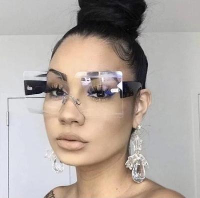 China Fashion Eyewear 2021 Kenbo Luxury Rimless Sunglasses Frame One Piece Women Oversized Big Sunglasses for sale