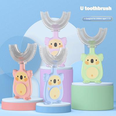 China Baby Manual U-shaped Toothbrush Silica Gel Baby U Mouth New Containing Oral Cleaning Manual U-shaped Toothbrush Children for sale