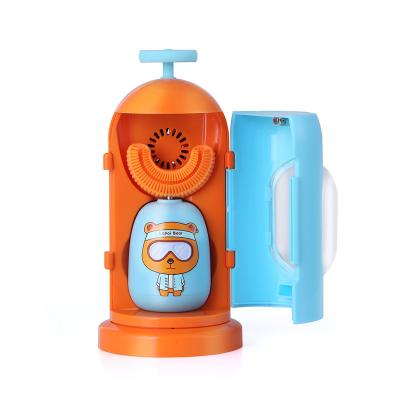 China New 360 Degree Food Grade Top Silicone U Shaped Bamboo Automatic Baby Toothbrush Children U Shape Sonic Baby Kids Electric Toothbrush With UV Case for sale