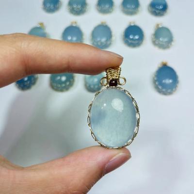 China Natural Stone Crystal Aquamarine Blue Green Healing Pendant from China for sale