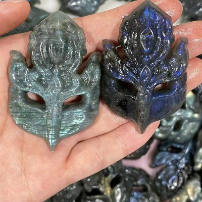 China China wholesale natural fox mask carved oval stone for sale