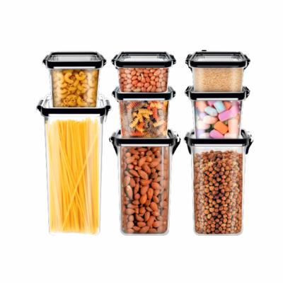 China Food Safety Kitchen Organizer Pantry Fridge Airtight Plastic Food Jars Set With Lid Air Tight Food Storage Containers for sale