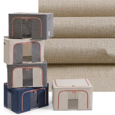 China Living Room Cotton Canvas Storage Box With Double Zipper Folding Stackable With Steel Frame Organizer Box Clear Window Handles for sale