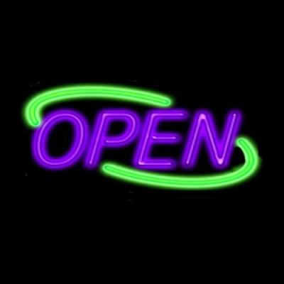 China acrylic / metal frame Deco Business Neon Signs , Open Neon Sign Hanging hardware for sale