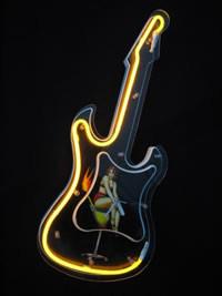 China Unique Custom 9V DC 300mA Mechanical Neon Guitar Clock 12 Inch for sale