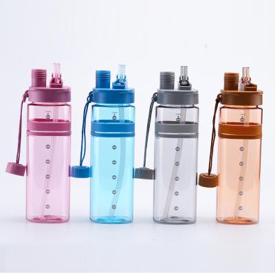 China Factory wholesale viable bulk sport portable plastic water bottle with straw for sale