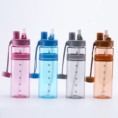 China Customized Sustainable Sport Label Tritan Waterbottle Plastic Water Bottle With Flip Straw for sale