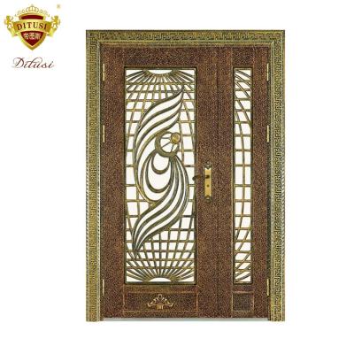 China Swing Entry Doors Wrought Iron Or Cast Aluminum Iron Swing Graphic Design Galvanized Steel Exterior Powder Coating Or Paint NC; GUA for sale