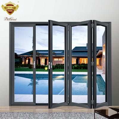 China Folding Europe Designed Thermal Break Aluminum Folding Doors With Double Tempered Glass for sale