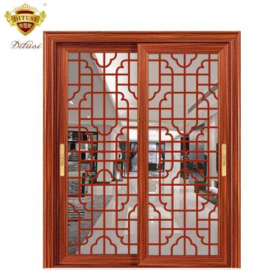 China Sliding New Design Double Grilles Cheap Aluminum Sliding Doors For Living Room for sale