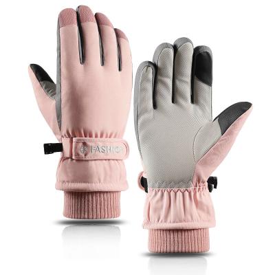 China Custom Womens Winter Lined Motorcycle Mens Womens Waterproof Premium Leather Work And Slant Leather Ski Gloves Mitten for sale