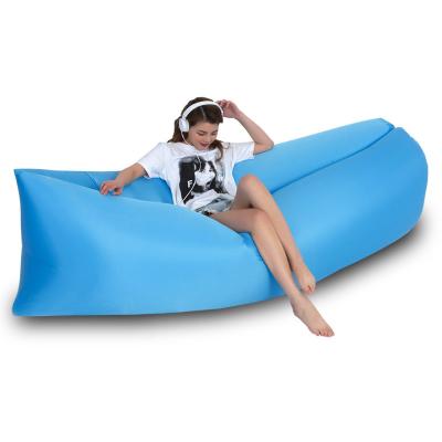 China Portable Lazy PVC Sleeping Beach Hammock Mat Lounger Inflatable Air Bed Sofa Bag Lay Sack PVC Camping for sale