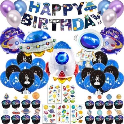 China Adding surprise and fun to your party kids spaceship planet themed decorations space UFO Rocket Foil Latex Balloons birthday party supplies for boy T012 for sale