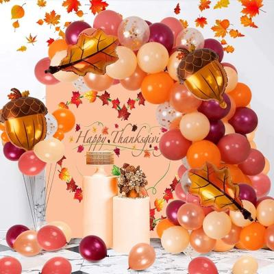 China Add surprise and fun to your arch Kit Maple Leaves Latex Balloon Garland Set Party Supplies T026 Theme Garland Arch Kit Thanksgiving Day Party Fall Balloon for sale