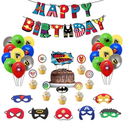 China Adding Surprise And Fun To Your Party Superhero Birthday Party Supplies Marvel Birthday Banner Cake Topper Latex Balloon For Boy Happy Birthday Party Supplies T014 for sale