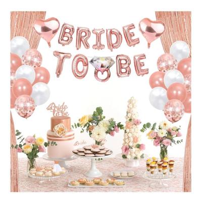 China Adding surprise and fun to your bachelor party supplies Kit-Rose Gold Bridal Shower Party Decor Bride To Be Balloons Ring Gold Rain Curtain Decor T007 for sale