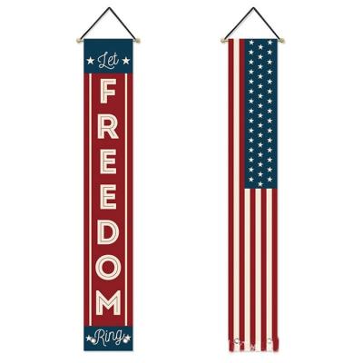 China Add Surprise And Fun To Your Patriotic Decorations 4th Of July Decorations Porch Sign American Flag Hanging Banners For Memorial Day Y516 for sale