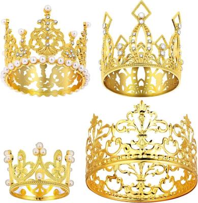 China Adding Surprise And Fun To Your Party 4 Pieces Crown Cake Topper Gold Mini Crown Small Baby Crown Vintage Prinrcess Tiara Cake Toppers For Birthday Party Y509 for sale