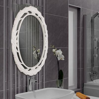 China CLASSIC Home Decorative Oval White Frame Vintage Polyurethane Mirror Frame Luxury Wall Mirrors For Living Room Bathroom for sale