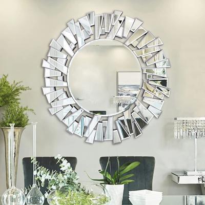 China CLASSIC Irregular Framed Round Mirror Wall Decor Large 32 Inch Decorative Wall Mirrors For Living Room, Dining Room, Foyer, Hallway for sale