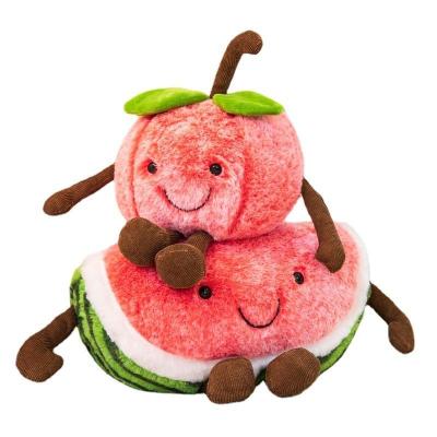 China Wholesale new cartoon cherry expression cherry plush pillow watermelon fruit plush toy doll main simulation material wholesale custom logo for sale