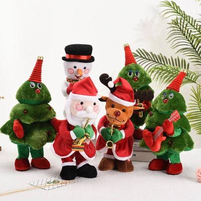 China Gift Kids Toys Dancing Christmas Tree Doll Battery Operate Soft Plush Moose Electric Toys Stuffed Singing Dancing Santa Claus Toys for sale