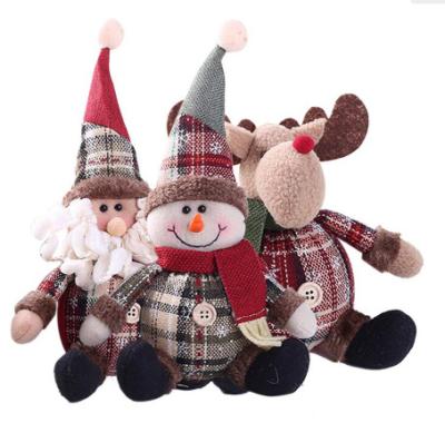 China Gift Kids Toys Hot Selling Cute Christmas Tree Hanging Ornament Santa Snowman Deer Shaped Doll ChristmasFestival Three Models Gift for sale