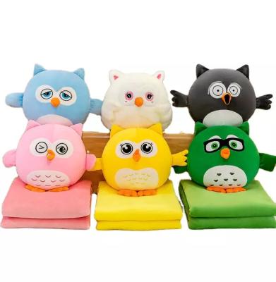 China Super Cute Stuffed Plush Toy Baby Comfort Owl Plush Pillow 2 Blankets in 1 Soft Owl Toy Plush Pillow With Blanket for sale